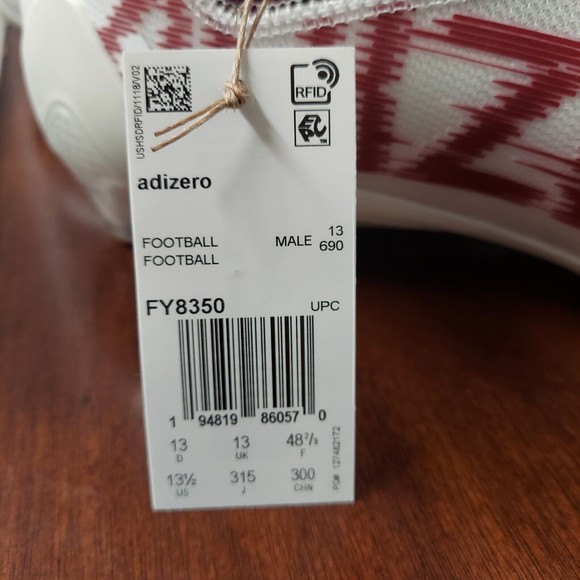 Adidas Adizero 21 Football Cleats Maroon White Men\'s Size 13.5 FY8350 RARE NEW main image 5
